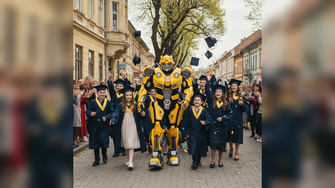 Absolvire memorabilă la Titu cu Bumblebee și elevii din oraș
