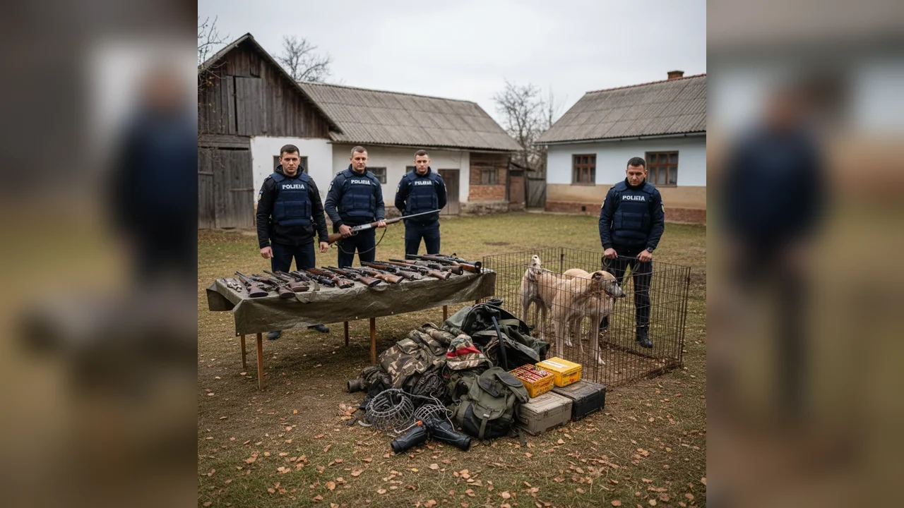 Braconaj în Dâmbovița: Sute de arme și ogari confiscate