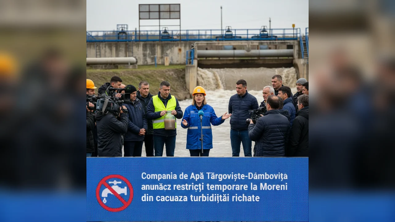 Compania de Apă Târgoviște-Dâmbovița anunță restricții temporare de apă pentru Moreni din cauza turbidității crescute
