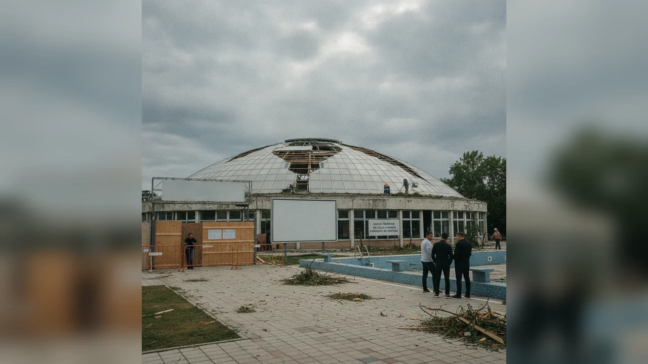 Complex Natație Târgoviște închis după furtună