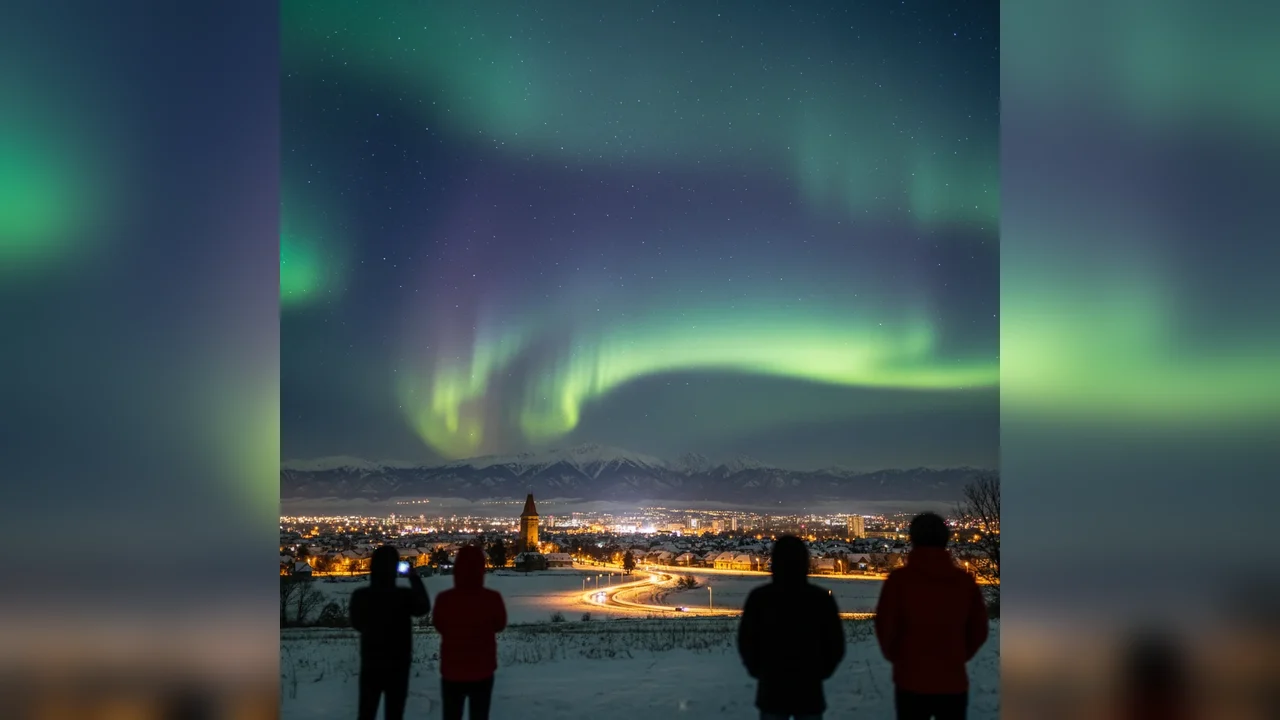 Fenomen de auroră boreală surprins lângă Târgoviște, în noaptea de 20 ianuarie 2026