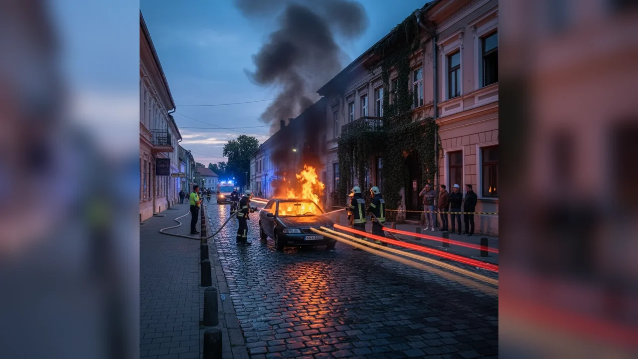 Incendiu la un autoturism pe strada Arsenalului din Târgoviște, anunțat pe 6 ianuarie 2026
