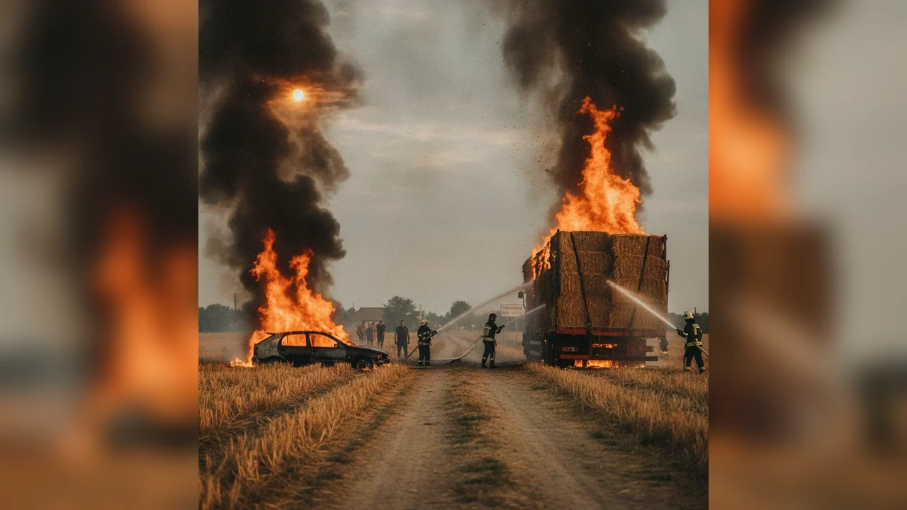 Incendiu la Voia: circa 8 hectare de vegetație, cătină și aronia; două autospeciale de la Găești