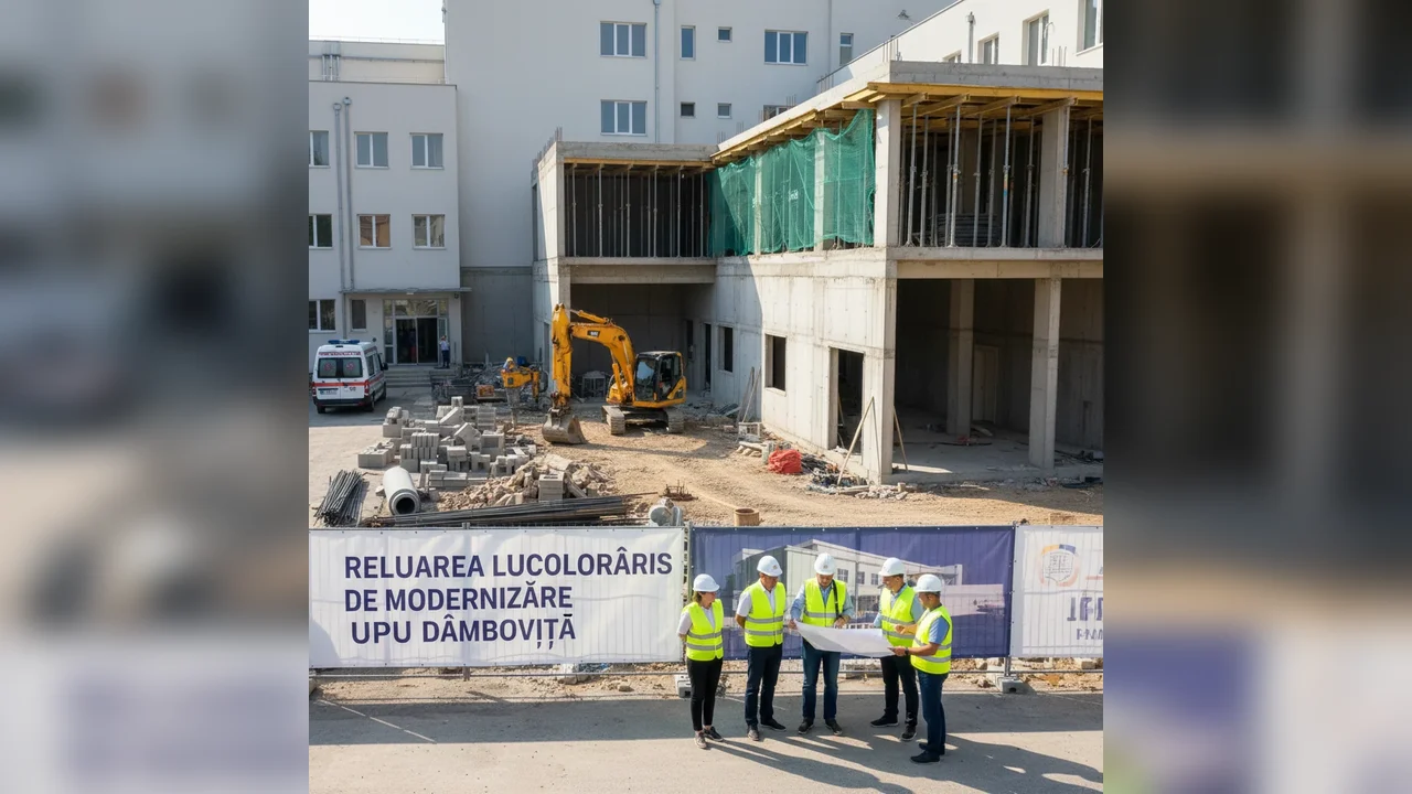 Lucrările de modernizare la Unitatea de Primiri Urgențe Dâmbovița au fost reluate, cu impact și pentru pacienții din Târgoviște