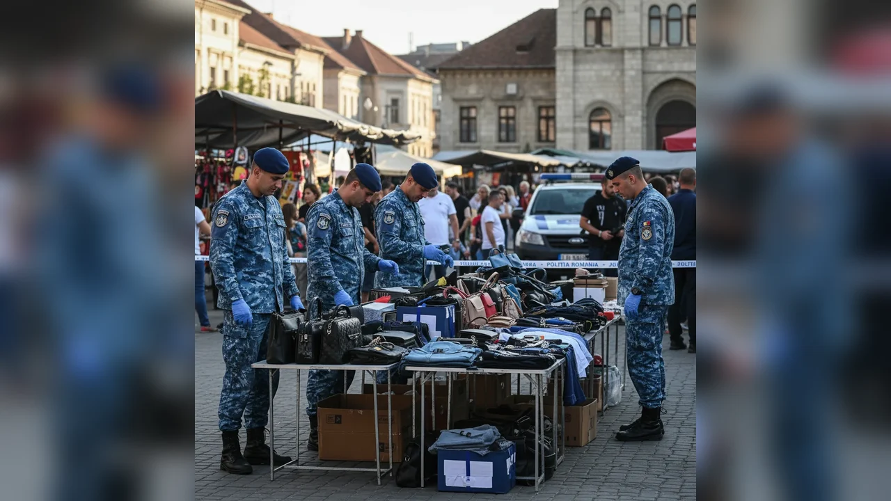 Marfă inscripționată cu brand celebru, ridicată de jandarmii din Dâmbovița într-o piață din Târgoviște