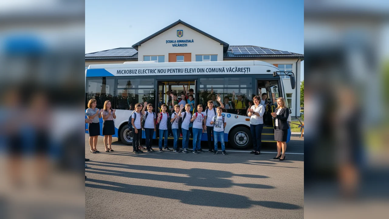 Microbuz electric în comuna Văcărești pentru transportul elevilor