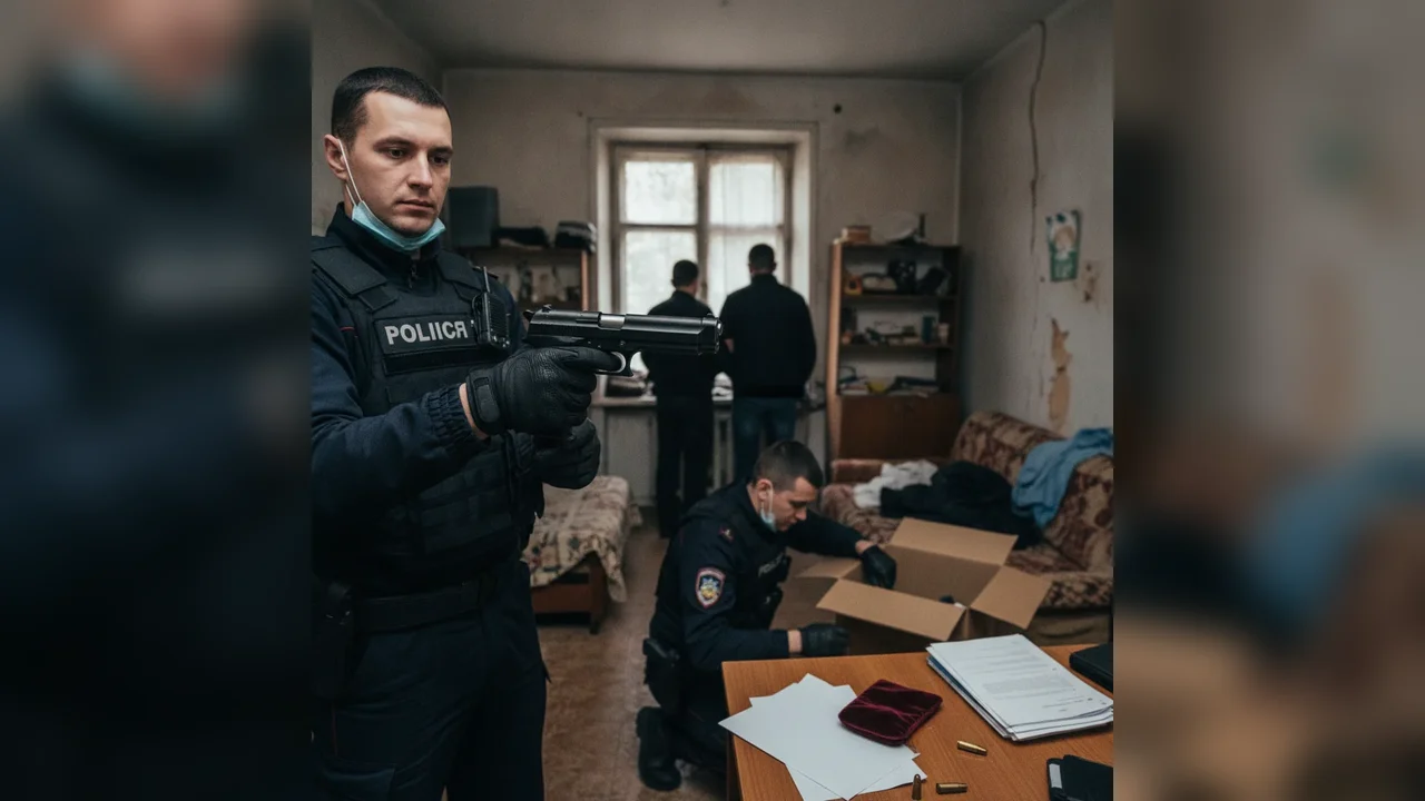 Pistol confiscat la percheziții în Ulmi, Dâmbovița
