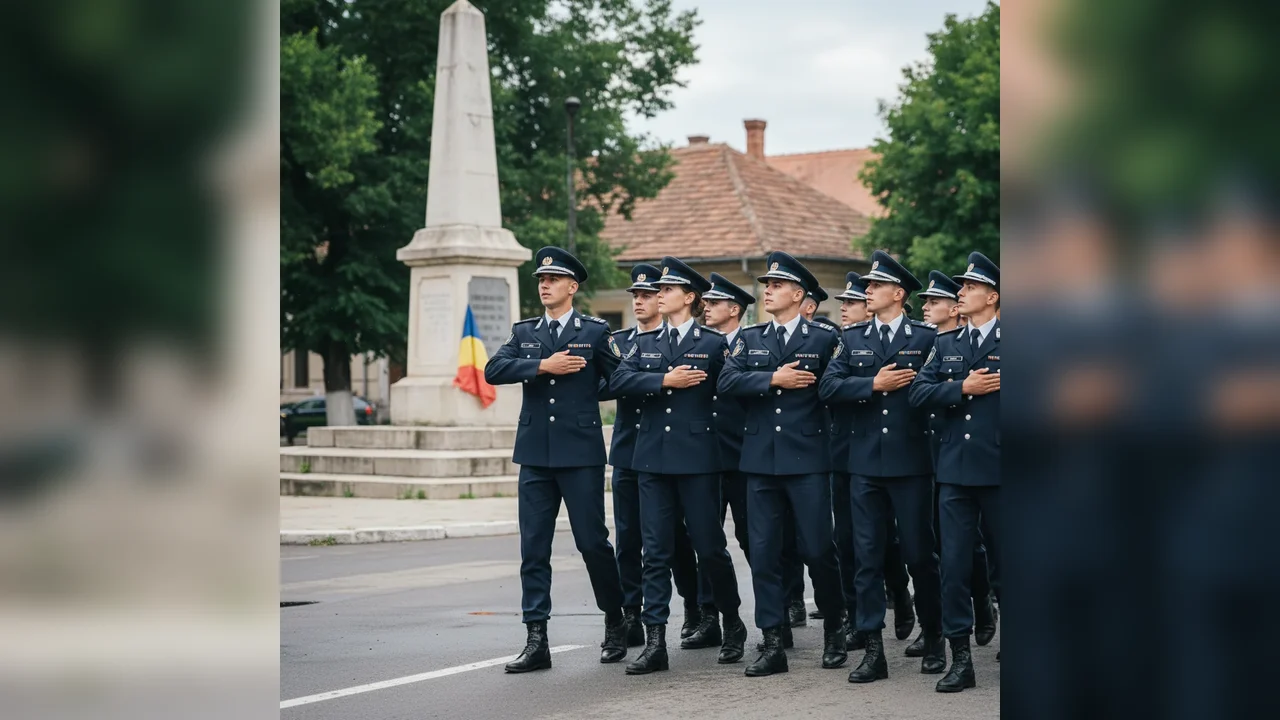 Primul pas de defilare pentru tinerii de la Jandarmeria Dâmbovița
