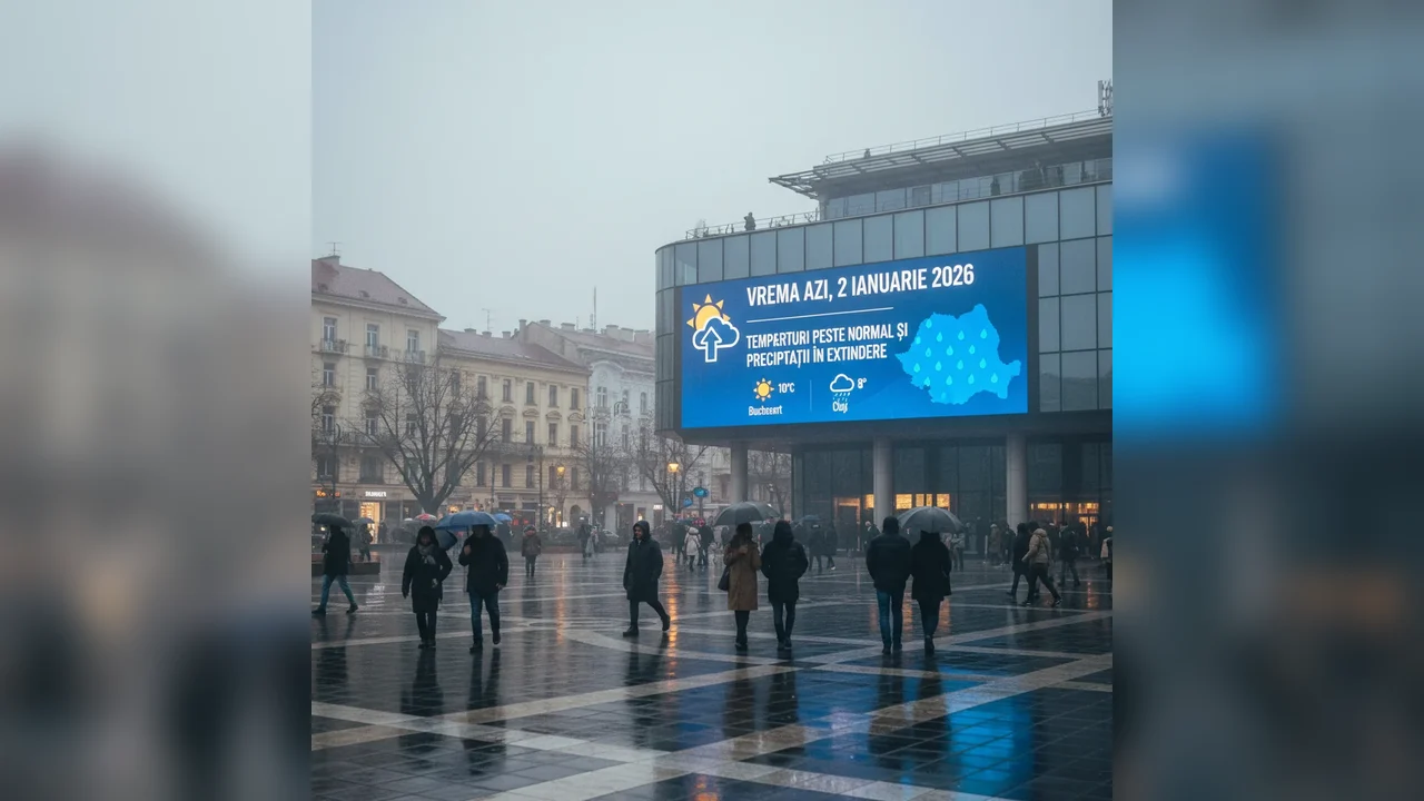 Prognoza meteo pentru Târgoviște, 2 ianuarie 2026: valori termice peste normal și precipitații în extindere