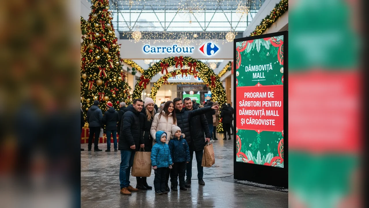 Programul de sărbători 2024–2025 la Dâmbovița Mall și Carrefour Târgoviște: zile închise și orar redus