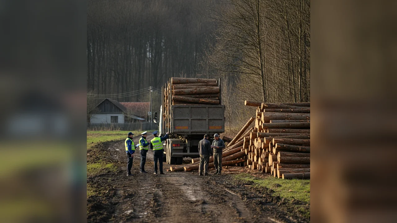 Scandal cu lemne: Camion cu material ilegal prins la Odobești