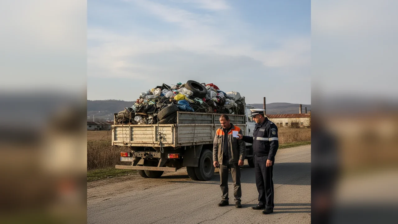 Șofer din Târgoviște, amendat cu 15.000 de lei pentru transport ilegal de deșeuri la Fieni