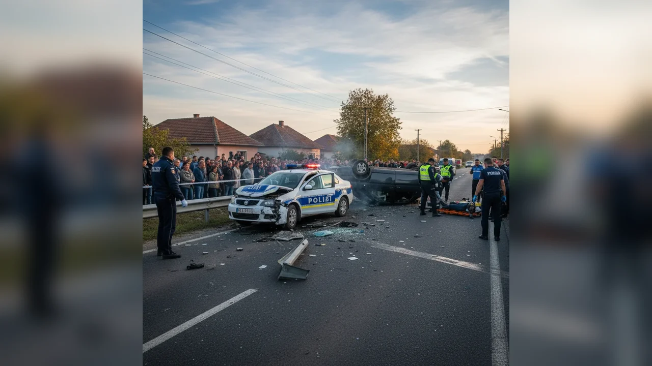 Șofer urmărit pe drumul județean DJ 712 provoacă accident rutier în Vulcana-Pandele