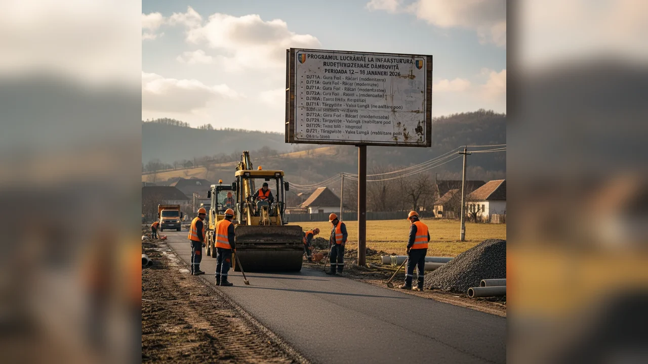 Târgoviște: calendarul lucrărilor la drumurile județene Dâmbovița pentru 12–18 ianuarie 2026
