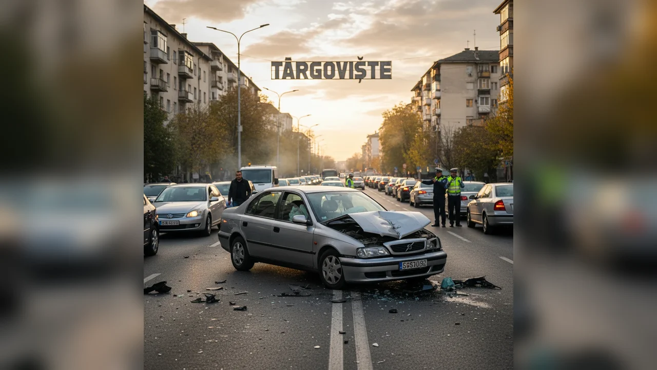Trafic îngreunat în Târgoviște după un accident între două autoturisme