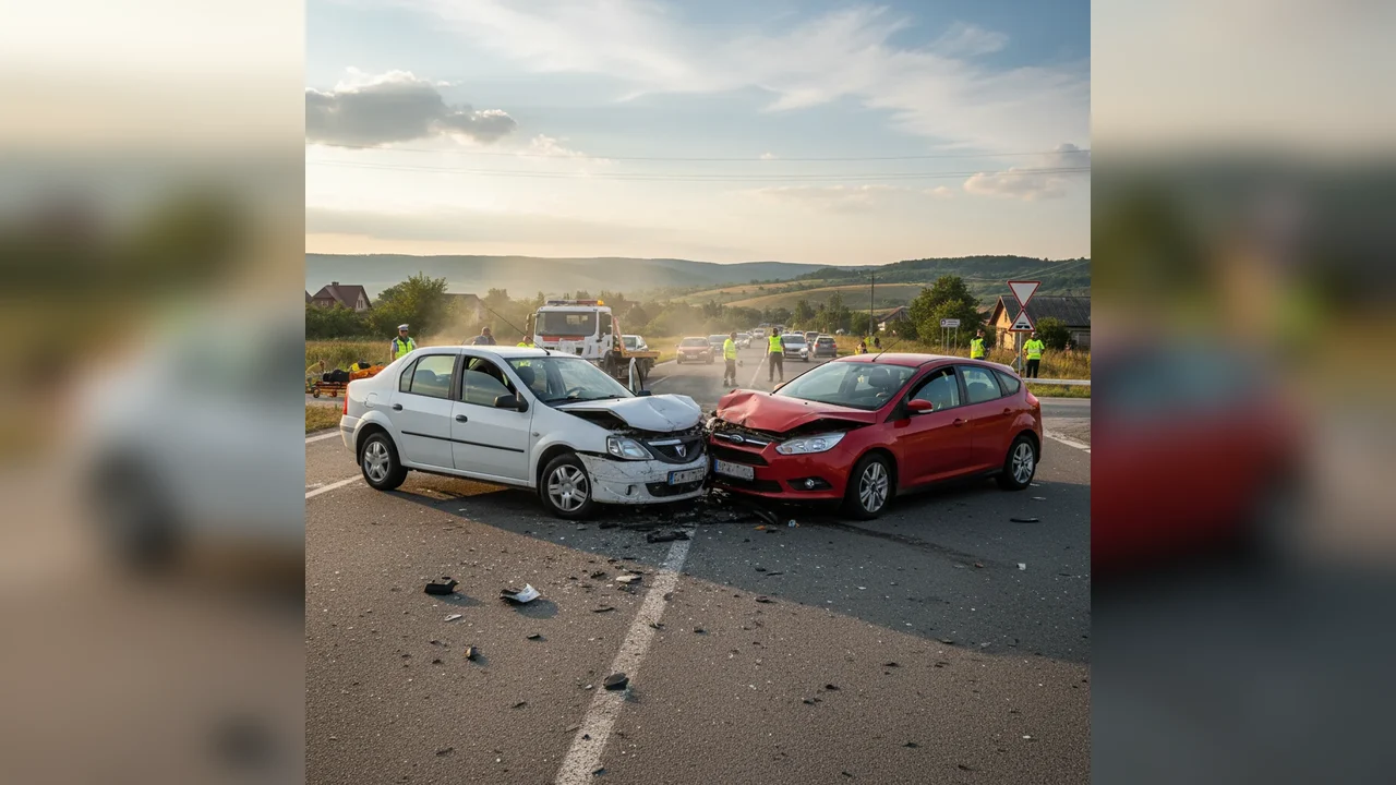 Trafic îngreunat pe DN72A, lângă Târgoviște, în urma unui accident rutier la intersecția spre Dragomirești