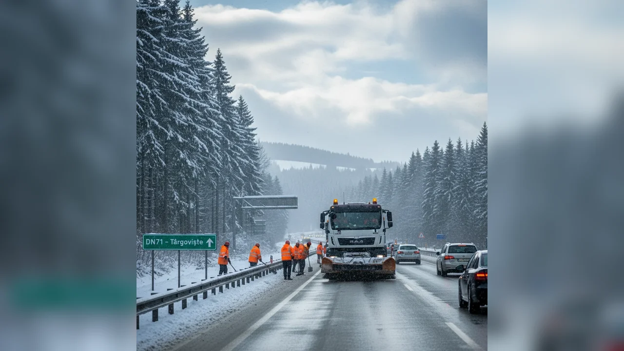 Trafic rutier deschis la nivel național; deszăpezire în desfășurare pe drumuri din Târgoviște și județul Dâmbovița