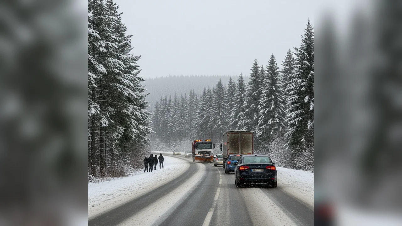 Trafic rutier în condiții de iarnă la Târgoviște și în județul Dâmbovița, anunțat de Centrul Infotrafic
