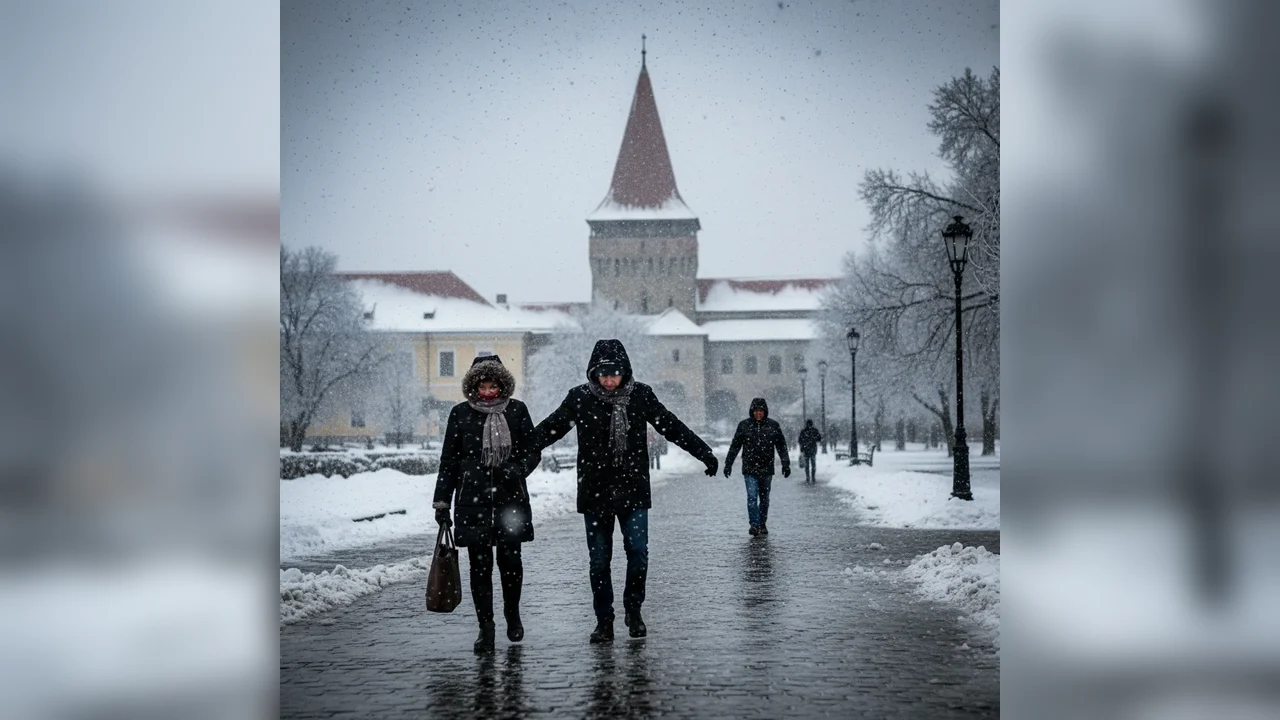 Vreme rece la Târgoviște: ninsori moderate și risc de polei în județul Dâmbovița